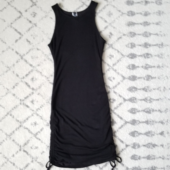 Windsor Ribbed Cinched Black Tank Dress Sz L - Picture 4 of 13